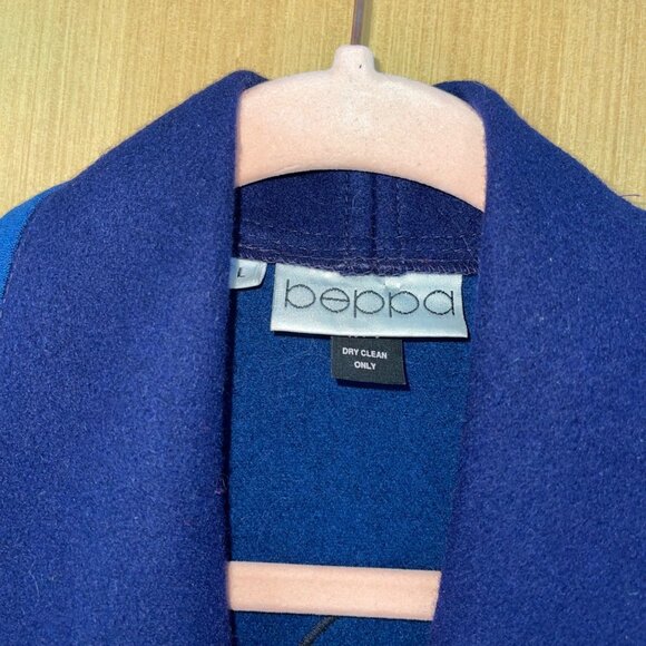 Beppa Womens Size L Blue Purple Long Sleeve Open Front Shawl Jacket Vintage - Picture 10 of 12